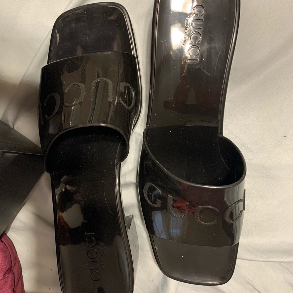Gucci rubber logo sandals
